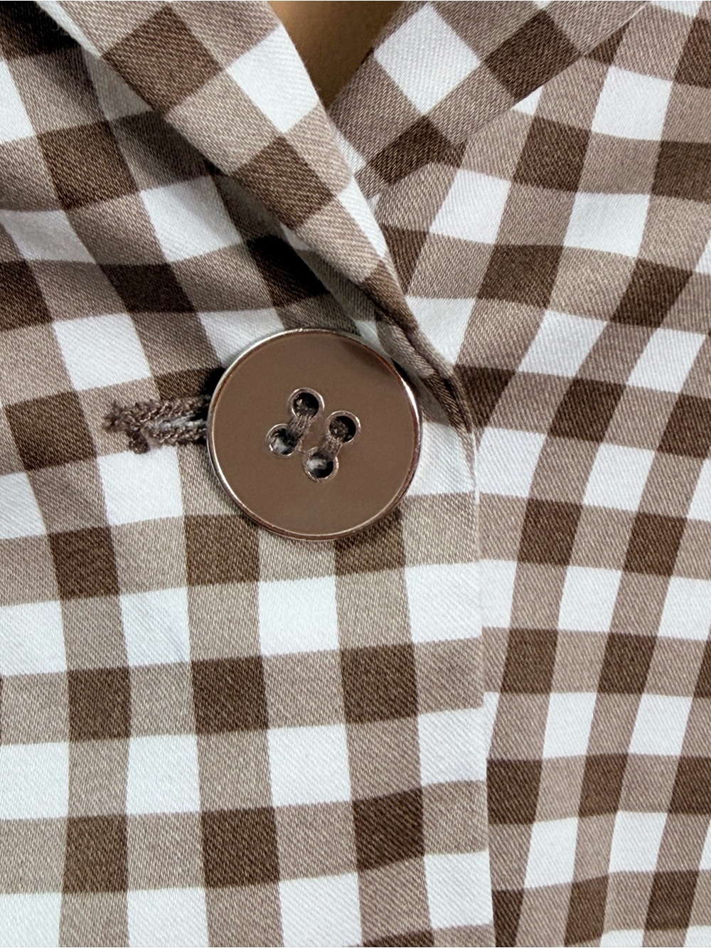 7th Avenue New York And Company Suit Collection Brown Beige Checkered Blazer - Picture 6 of 8